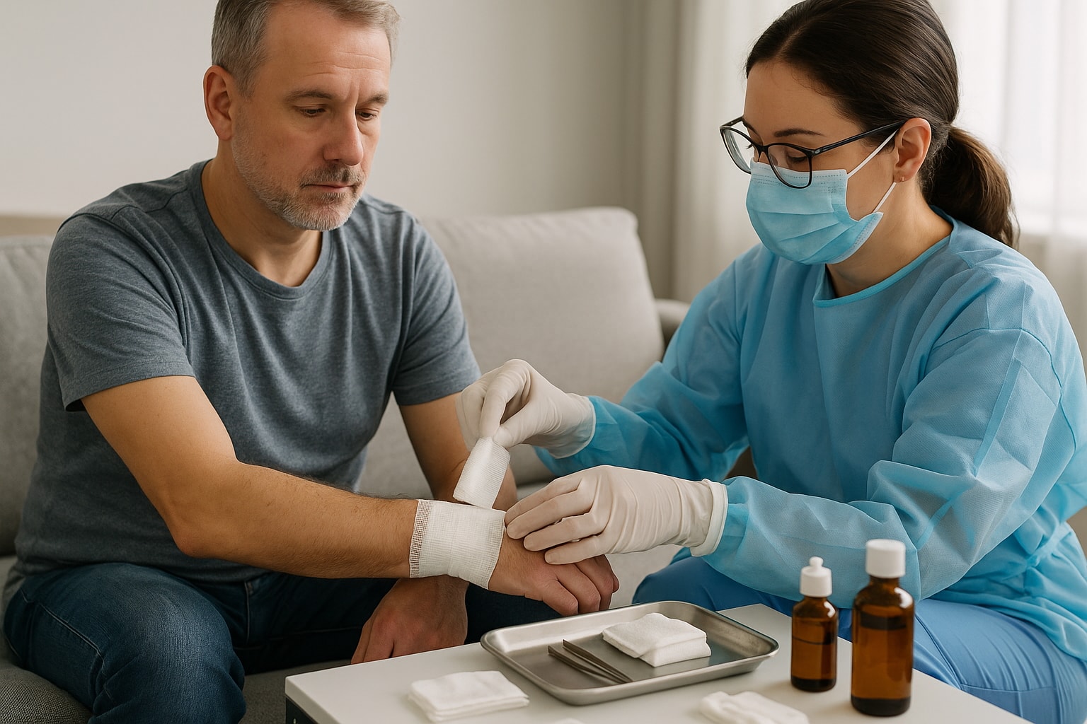 Перевязка гнойной раны на дому