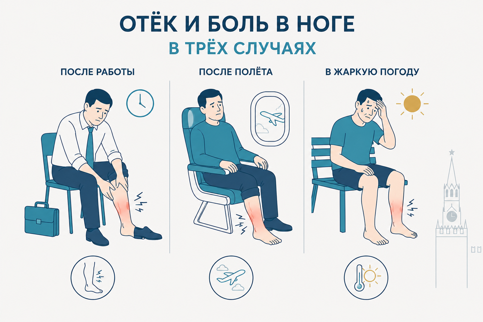 Три случая когда появляется боль и отёк в ногах